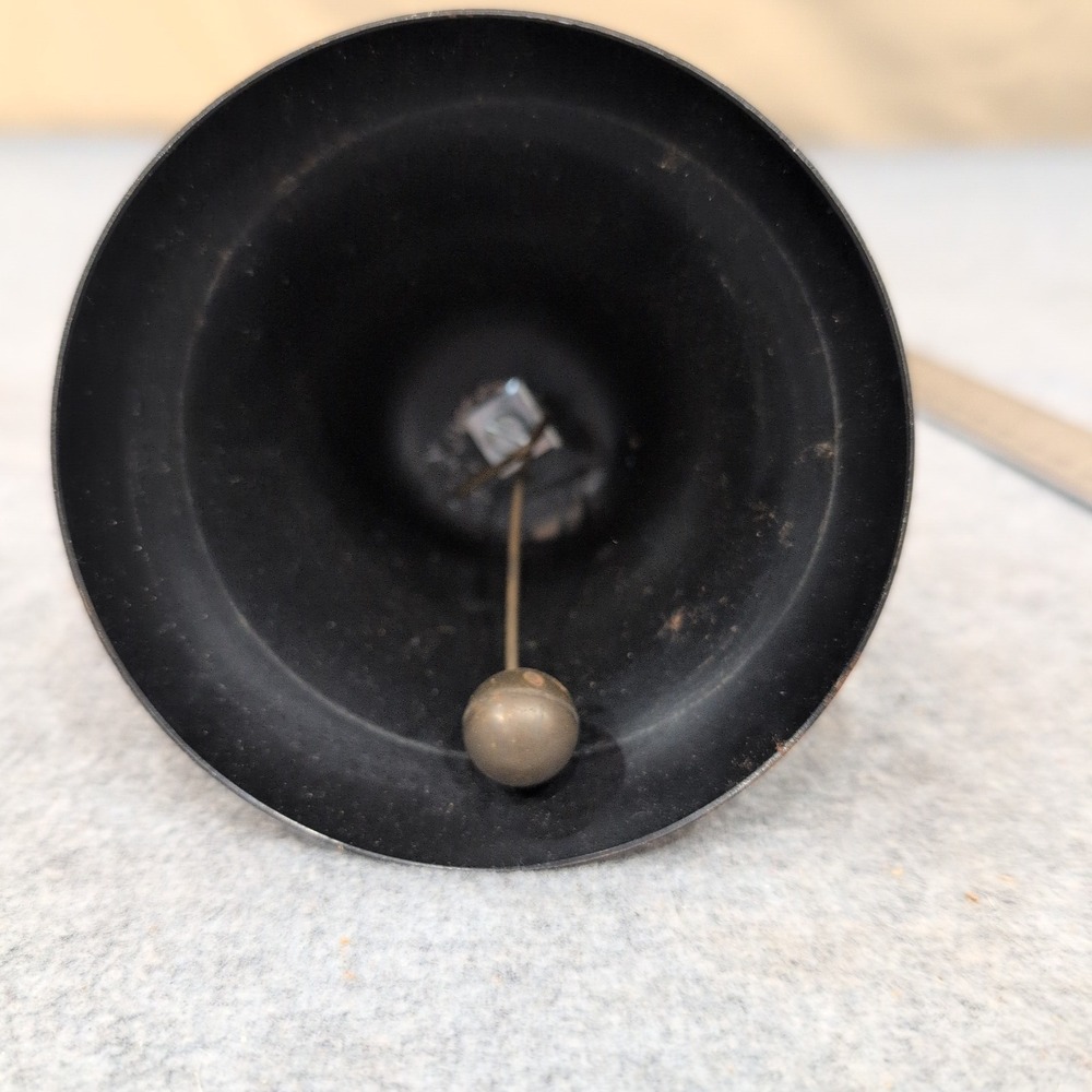 Vintage Metal School Hand Bell Cherrywood  Handle - Desk Service Dinner‎ - LOUD! - Picture 5 of 5